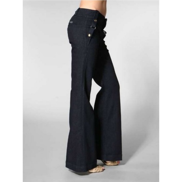 7 For All Mankind Denim - 7FAM - Harness Trouser Wide Leg Jeans - Dark Wash